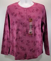 L) Faded Glory Woman Stretch Printed Henley Cozy Malve 14W/16W - $7.91