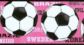 Womens World Cup Soccer Ball Wallpaper Border JE3737BD York Wallcovering - £12.89 GBP