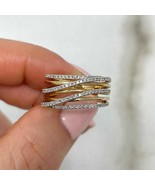 925 Silver Moissanite Multi-Row Criss Cross Engagement Ring - $310.00