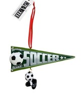 The JWM Collection  Christmas Ornament Green and White Soccer Player Pen... - $8.19