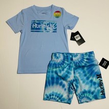 Hurley Boys UPF 50+ Tee &amp; Swim Trunks Shorts Set Outfit Sz 4 Psychic Blue NWT - £17.18 GBP