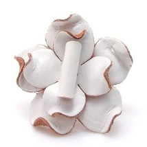 White Hawaiian Plumeria Flower Genuine Leather Ring - £6.35 GBP