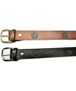  BELT * Leather * MARY JANE * WEED * 3 Colors * Border *  1-1/2&quot;  Wide  - $47.73 CAD