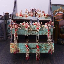 FORSEVEN Chinese Vintage Bride Wedding Jewelry Set China Traditional Ethnic Brid - £29.41 GBP