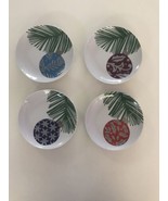 Set of 4 Crate and Barrel Ornament Holiday Dessert Plates Dishes 6.5&quot; Ac... - $29.57 CAD