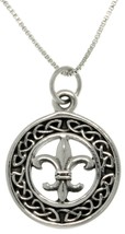 Jewelry Trends Sterling Silver Celtic Fleur De Lis Charm on 18 Inch Box ... - $39.59