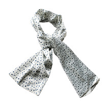 Blancho White Background Little Black Dots Douce Extremely Soft Silk Scarf/Wr... - £21.48 GBP