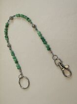 Handcrafted Key Keeper-Silver tone, Green marbled glass beads &amp; accent b... - $13.86