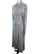 Loft Button Front Midi Dress Womens 10 Long Sleeve Tie Waist Collar Animal Print - $16.20