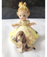 Josef Little Pets Series Tina With Brown Dog Yellow Dress 4&quot; Orig Labels... - $1,383.83 MXN