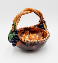 St Peter Graz Majolica Handmade Pottery Handled Basket Grapes Fruit Austria - £59.94 GBP