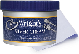 Wright&#39;S Silver Cleaner and Polish Cream - 8 Ounce with Polishing Cloth - Ammoni - £10.58 GBP