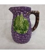 Majolica Purple Grape and Green Leaf Pitcher Jay Willfred Div of Andrea ... - £23.91 GBP