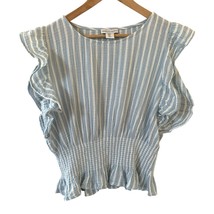Cupcakes And Cashmere Womens Top Dainty Cute Timeless Flutter Sleeve Blu... - $24.99