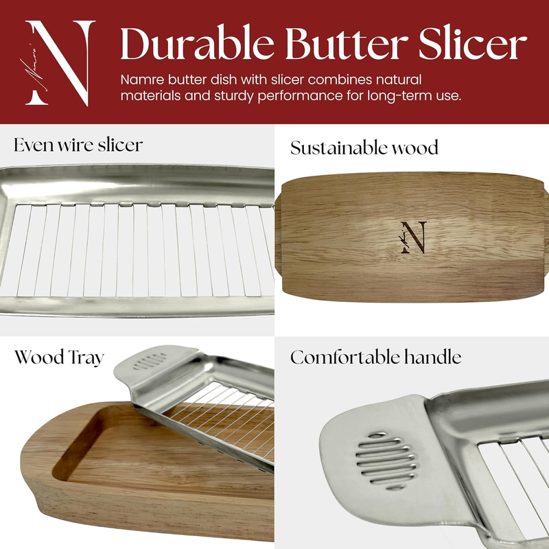 Butter and Cheese Slicer |Cutter with Wooden Storage Tray |Multipurpose Handheld Item image 7