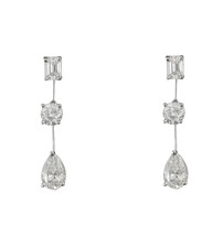 Diamonds Drop Earrings in Platinum with Diamonds, 1.1&quot; - £4,765.41 GBP