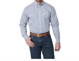 Wrangler men&#39;s george straight long sleeve button western shirt in Blue - size - £34.37 GBP