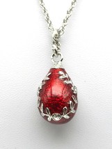 Red Egg Pendant Necklace with crystals by Keren Kopal - $39.60