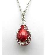 Red Egg Pendant Necklace with crystals by Keren Kopal - $55.26 CAD