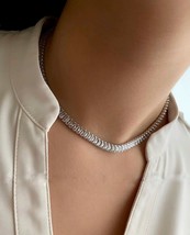 Tennis Baguette Choker Necklace 18k Gold Filled Luxury Jewelry - £31.97 GBP