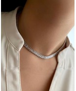 Tennis Baguette Choker Necklace 18k Gold Filled Luxury Jewelry - £31.46 GBP