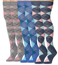 Isadora Paccini Women&#39;s 3 Pairs Harmonious Argyle Medley White Black Gre... - $12.73