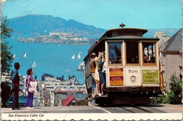 Postcard CA 4x6 Cable Car Hyde Street Alcatraz Boats San Francisco Calif... - $4.35