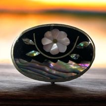 Beautiful Vintage Alpaca Mexican Silver Paua Abalone Shell Flower Brooch... - $19.87