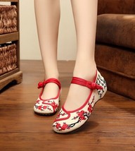 Jiangnan Embroidery Women Cotton Fabric Flats Shoes Vintage Canvas Chinese Style - £21.53 GBP
