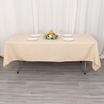 60X102&quot;&quot; Beige Premium Rectangle Polyester Tablecloth Catering Linens Ce... - £16.10 GBP