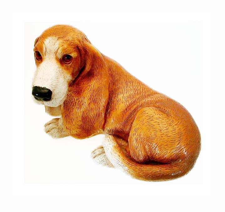 Basset Hound Dog Statue 1988 HOMCO Home Interiors Sculpture Glass Eyes Realistic - £35.85 GBP