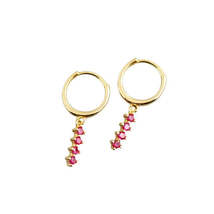 Anyco Earrings Chic Charm Pink Colored Zircon Bar Stud For Women Girl Teen Fine  - £17.46 GBP