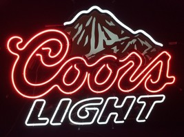New Coors Light Beer Real Glass Handmade Neon Sign 18&quot;x14&quot; - £104.21 GBP