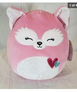 Squishmallows Flora Fox Plush Pink Valentine&#39;s Hearts 8&quot; Kellytoy NWT - $13.98