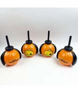 4 New Disney Halloween Pluto Pursuit Orange Pumpkin Ear Sipper Straw Dri... - $27.56 CAD