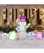 Holiday Time Colorful Snowman Scene Christmas Inflatable Lights Up 9 Fee... - £56.98 GBP
