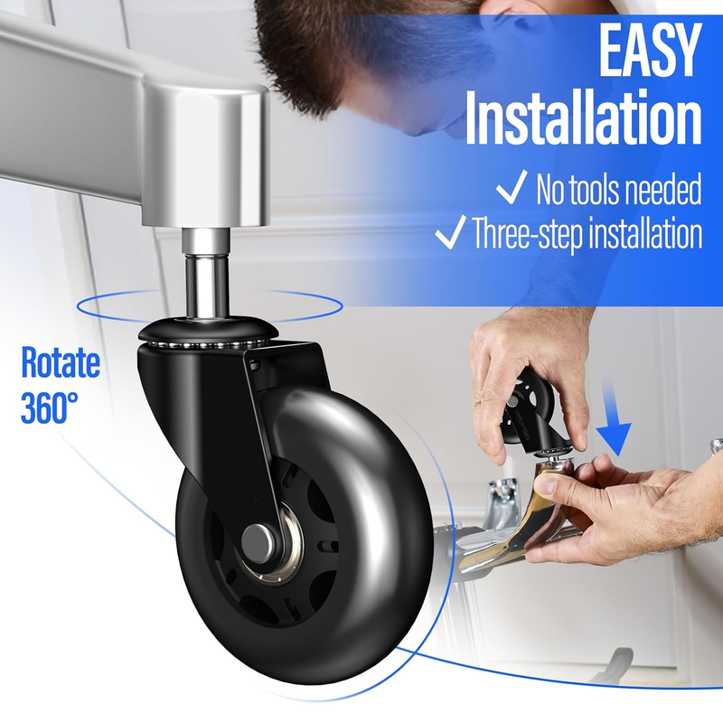 Office Chair Wheels Replacement, 5 Set of Office Chair Casters for Hardwood& Car Item image 4