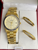 Peugeot Ladies Watch Gold Tone 35mm Oyster Back Not Working For Parts Or Repair - £22.15 GBP
