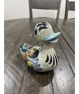 Vtg Ceramic Tonala Mexico Pottery Duck Hand Painted Floral Design 6” - $27.73 CAD