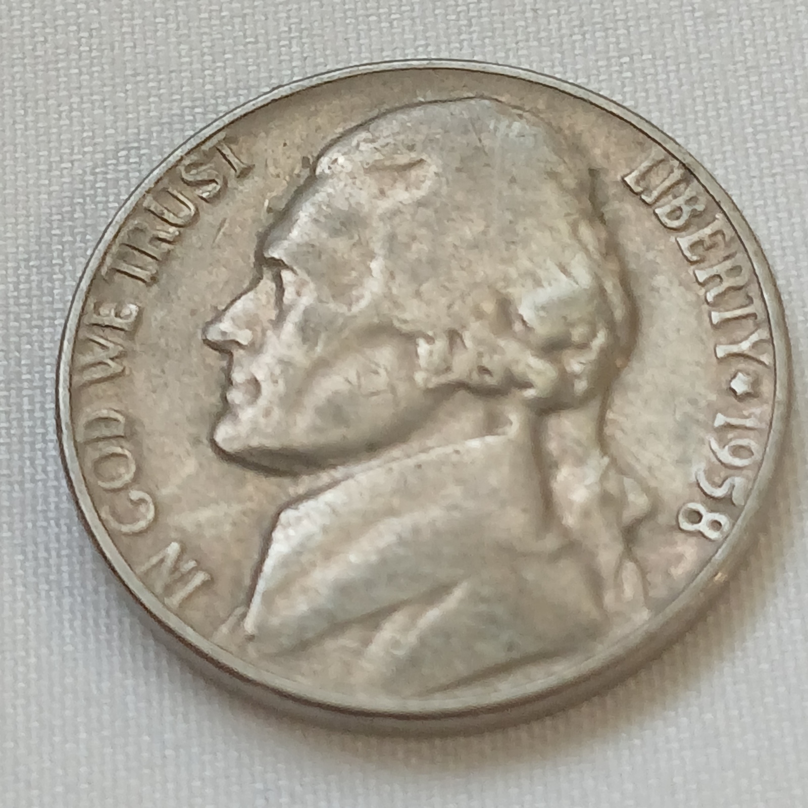 US 1958 JEFFERSON NICKEL - Philadelphia Issue - Nice old BTR CIRC Collec... - $3.49