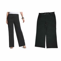 Chicos Travelers Classic Striped Pants Size 3 or XL (36x30) Black White Wide Leg - $29.67