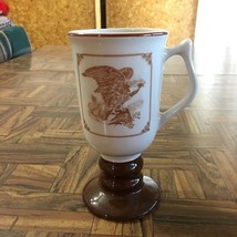 Vintage BUNTINGWARE USA Pedestal Irish Coffee Tea Mug ~ Patriotic Eagle Print - £6.76 GBP