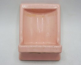 Pink Ceramic Shower Soap Dish Tray Mid Century Porcelain Bathroom Tile - £35.02 GBP