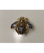 Joan Rivers Bee Pin Brooch Animal Print Brown Tan Blue Enamel Crystals - £35.76 GBP