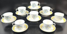 8 Johnson Brothers Jardiniere Yellow Cups Saucers Set Vintage Lemons England Lot - £63.04 GBP