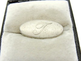 1&quot; &quot;T&quot; Initial Swank Small Brushed Finish Oval Vintage Neck Tie Clip Silver Tone - £11.59 GBP