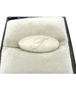 1" "T" Initial Swank Small Brushed Finish Oval Vintage Neck Tie Clip Silver Tone - $14.84
