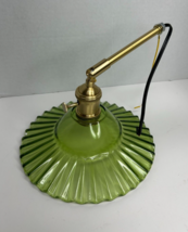 Nordic Wall Mount Sconce Brass Twist on/off Control, Green Glass Shade (... - $29.65