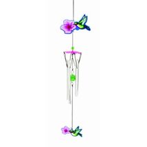 Spoontiques Hummingbird Glass Wind Chime Outdoor Garden Décor  Decorativ... - $27.98