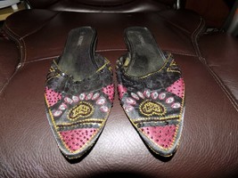 Isaac Mizrahi Black Rhinestone Slippers Size 8 Women&#39;s EUC - £17.00 GBP